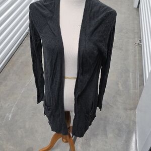 Women's Dark Gray Open-Front Cardigan Sweater